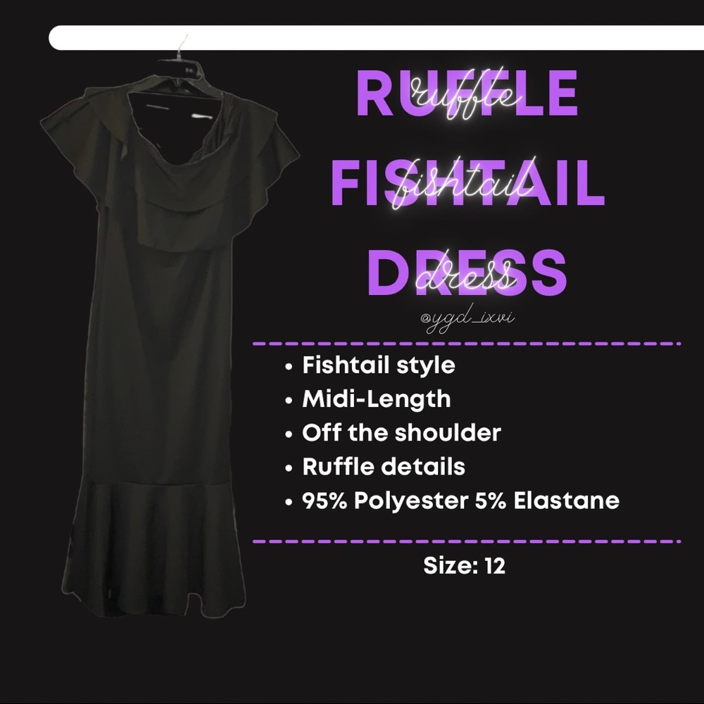 Black Off the Shoulder Fishtail Dress